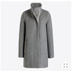 J.CREW Mercantile Gray Wool Blend Long Line City Coat Zip Up Cocoon Jacket- Wm 2